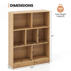 White/Brown 7-Cube Kids Toy Storage Organizer Bookcase, 1-Person Assembly