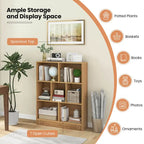White/Brown 7-Cube Kids Toy Storage Organizer Bookcase, 1-Person Assembly