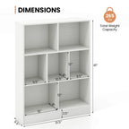 White/Brown 7-Cube Kids Toy Storage Organizer Bookcase, 1-Person Assembly