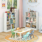 White/Brown 7-Cube Kids Toy Storage Organizer Bookcase, 1-Person Assembly