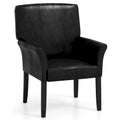 Black PU Leather Guest Chair with Armrests, Single Seat
