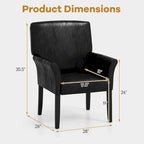 Black PU Leather Guest Chair with Armrests, Single Seat