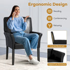 Black PU Leather Guest Chair with Armrests, Single Seat