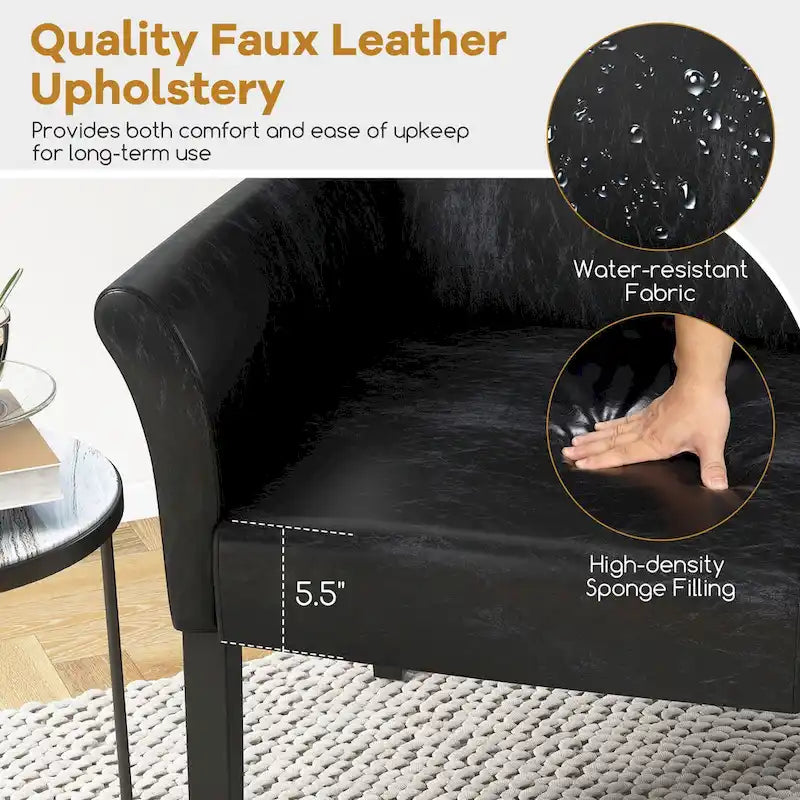 Black PU Leather Guest Chair with Armrests, Single Seat