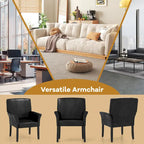 Black PU Leather Guest Chair with Armrests, Single Seat