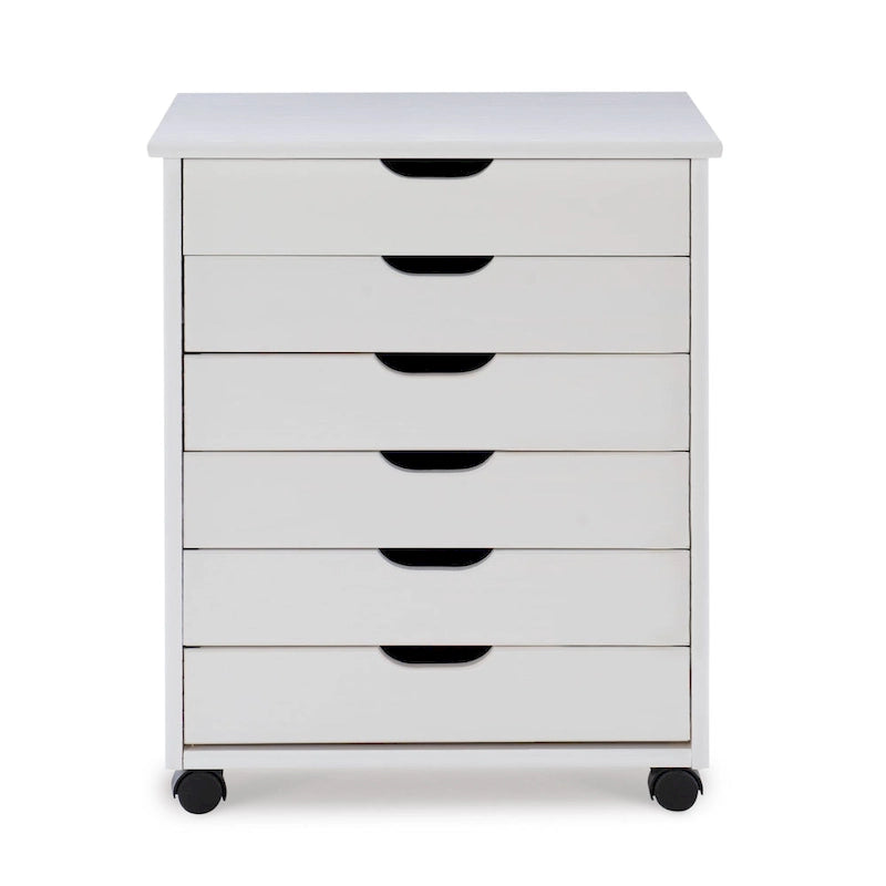 White 6-Drawer Rolling Storage Cart, Single-User