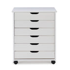 White 6-Drawer Rolling Storage Cart, Single-User
