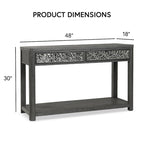 Ash Grey 2-Drawer Sofa Table with Open Shelf