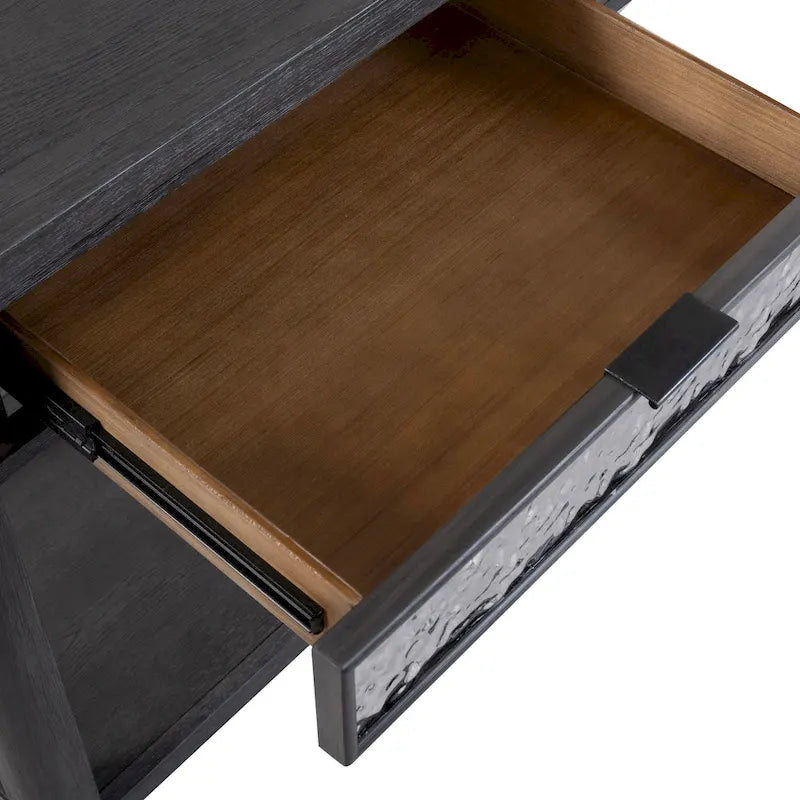 Ash Grey 2-Drawer Sofa Table with Open Shelf