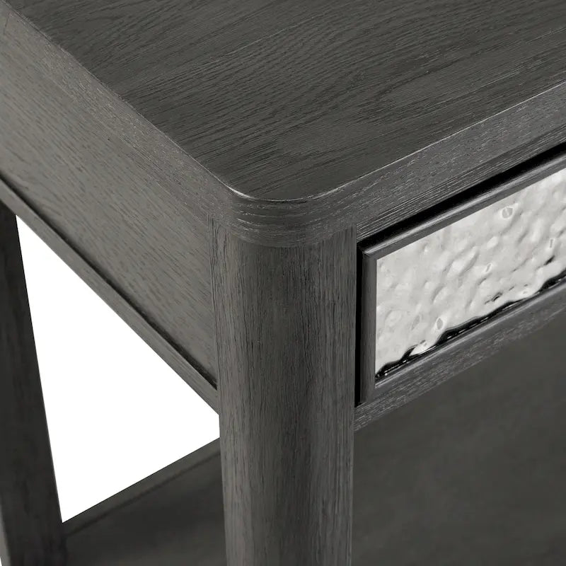 Ash Grey 2-Drawer Sofa Table with Open Shelf