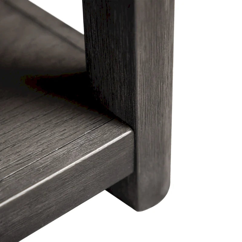 Ash Grey 2-Drawer Sofa Table with Open Shelf