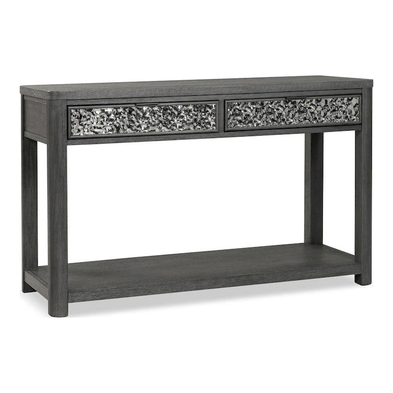 Ash Grey 2-Drawer Sofa Table with Open Shelf