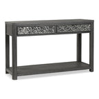 Ash Grey 2-Drawer Sofa Table with Open Shelf