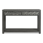 Ash Grey 2-Drawer Sofa Table with Open Shelf