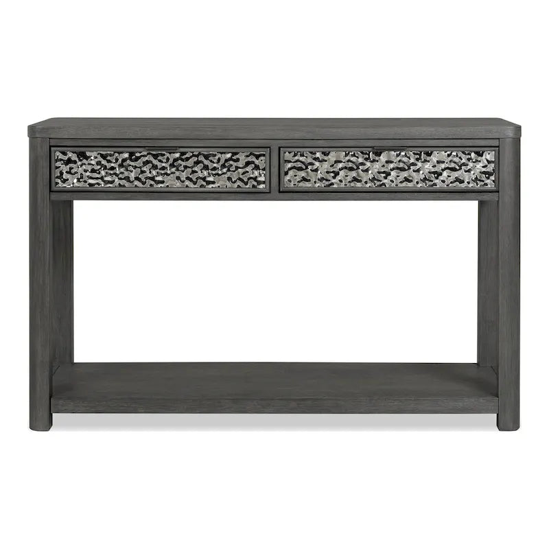 Ash Grey 2-Drawer Sofa Table with Open Shelf