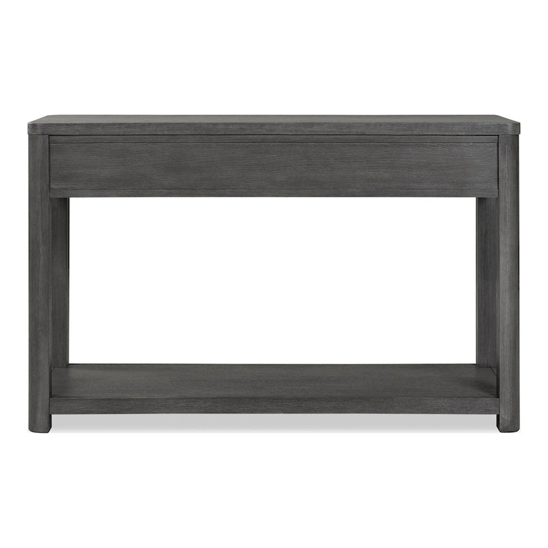 Ash Grey 2-Drawer Sofa Table with Open Shelf