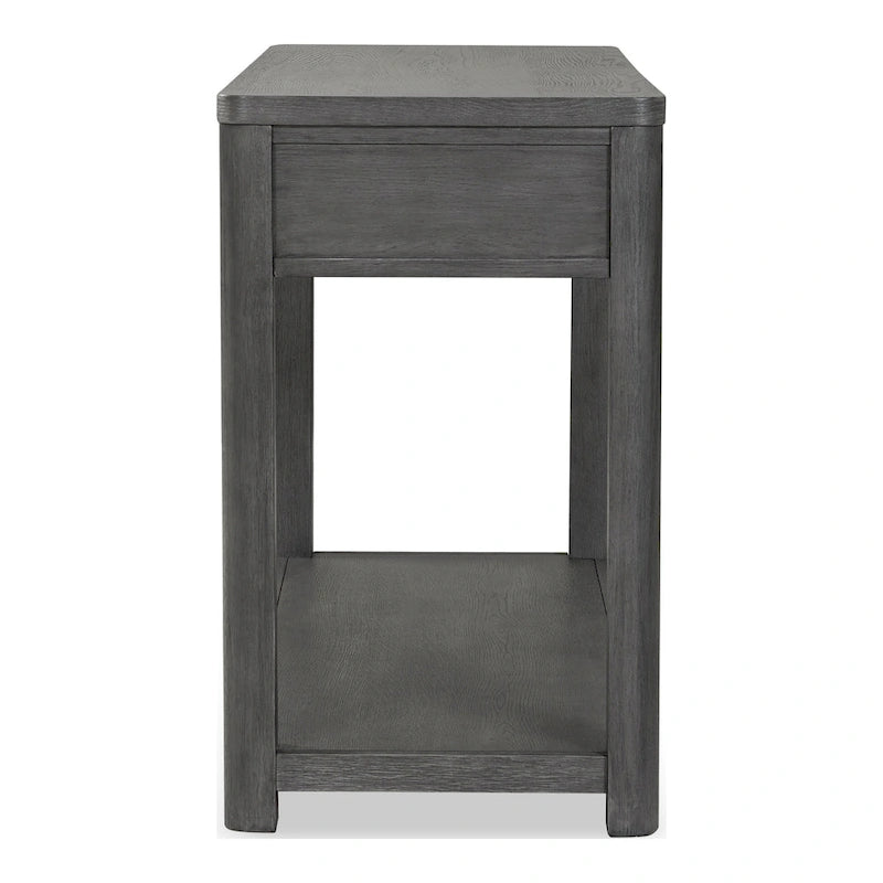 Ash Grey 2-Drawer Sofa Table with Open Shelf