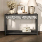 Ash Grey 2-Drawer Sofa Table with Open Shelf