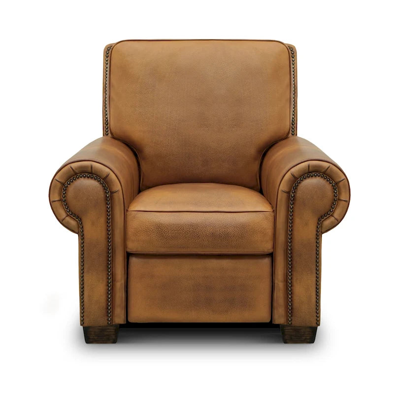 Tan / Taupe Top Grain Leather Manual Recliner Chair, Seats 1
