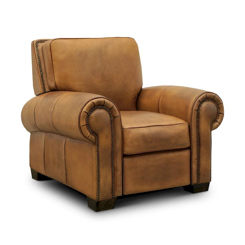 Tan / Taupe Top Grain Leather Manual Recliner Chair, Seats 1