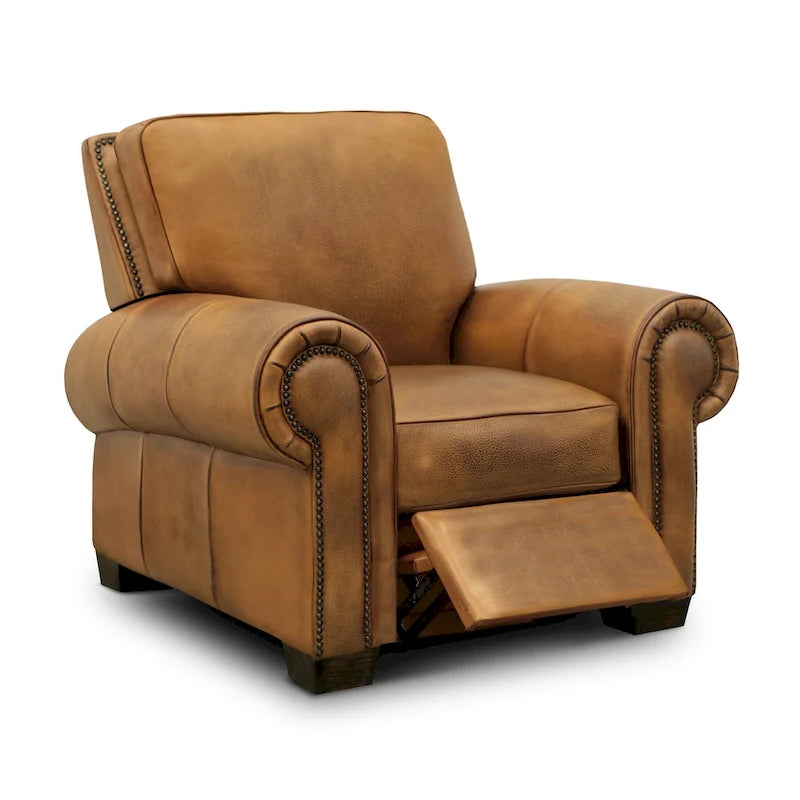 Tan / Taupe Top Grain Leather Manual Recliner Chair, Seats 1