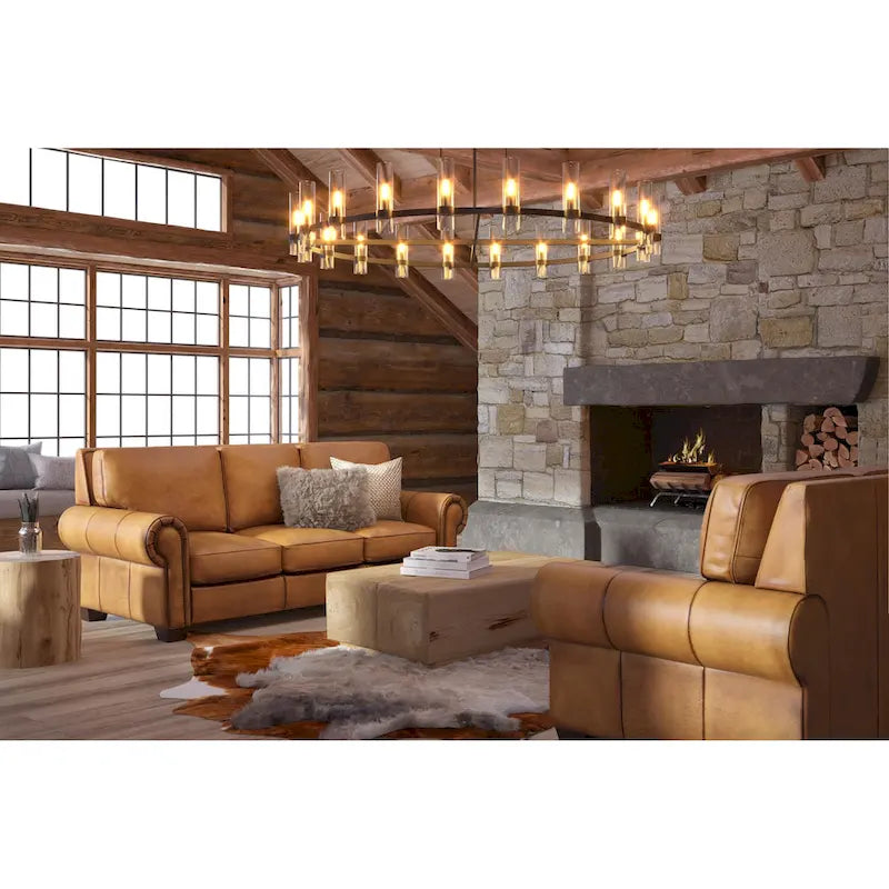 Tan / Taupe Top Grain Leather Manual Recliner Chair, Seats 1