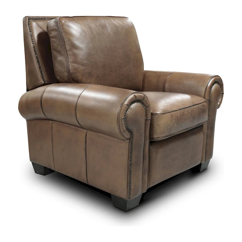 Tan / Taupe Top Grain Leather Manual Recliner Chair, Seats 1