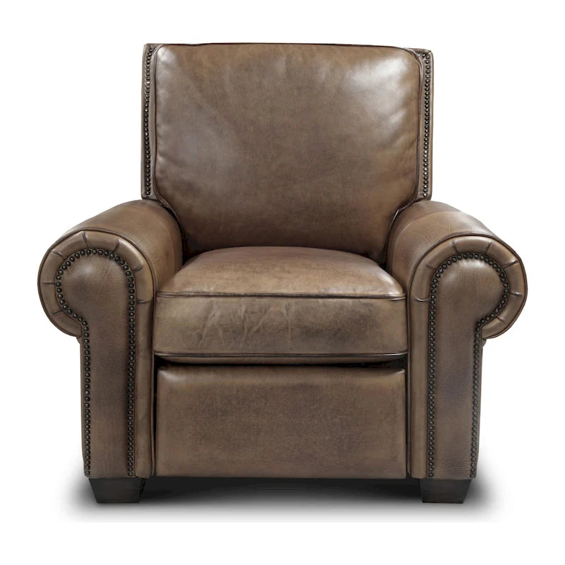 Tan / Taupe Top Grain Leather Manual Recliner Chair, Seats 1