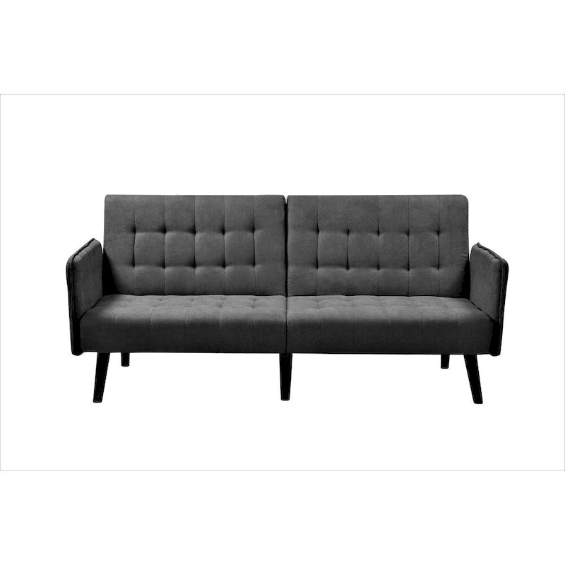 Convertible Sofa Bed, 2-Seat, Grey/Blue/Dark Grey/Beige Linen