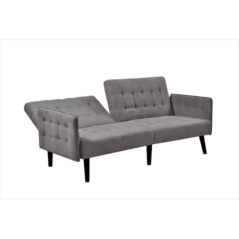 Convertible Sofa Bed, 2-Seat, Grey/Blue/Dark Grey/Beige Linen