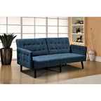 Convertible Sofa Bed, 2-Seat, Grey/Blue/Dark Grey/Beige Linen