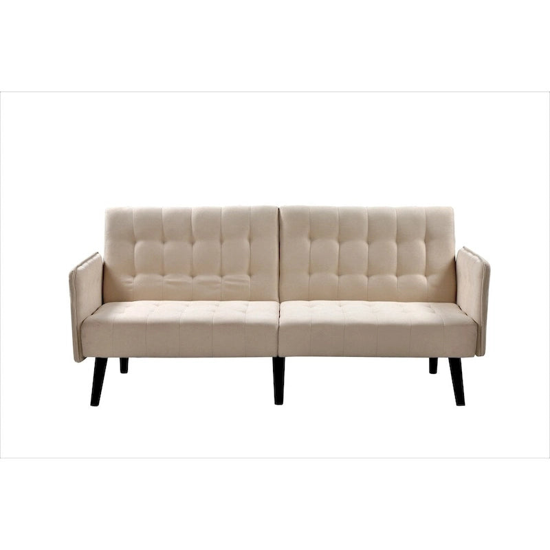 Convertible Sofa Bed, 2-Seat, Grey/Blue/Dark Grey/Beige Linen