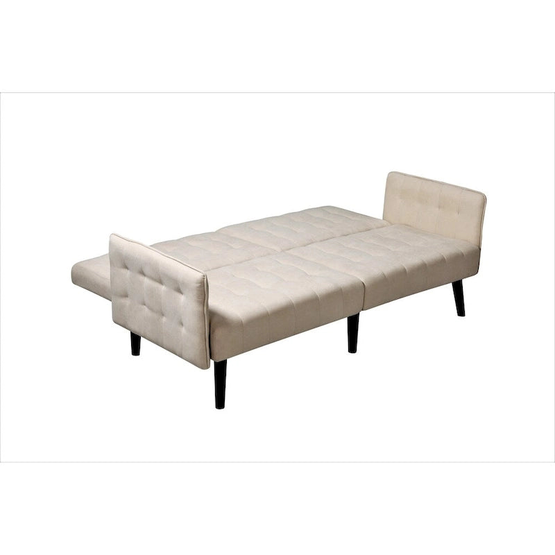 Convertible Sofa Bed, 2-Seat, Grey/Blue/Dark Grey/Beige Linen