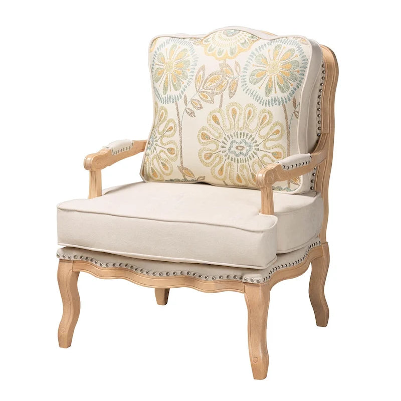 Multicolor / Cream / Whitewash Traditional Accent Chair, Single Seat
