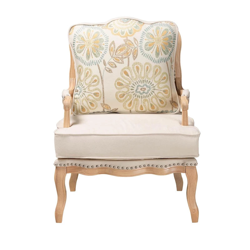 Multicolor / Cream / Whitewash Traditional Accent Chair, Single Seat