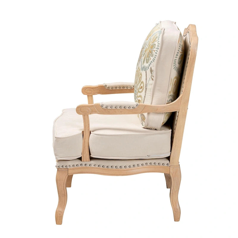 Multicolor / Cream / Whitewash Traditional Accent Chair, Single Seat