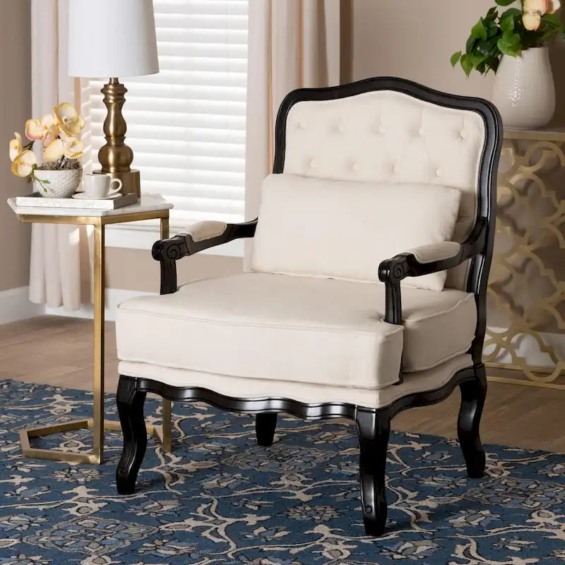 Multicolor / Cream / Whitewash Traditional Accent Chair, Single Seat