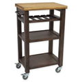 Grey-brown / White Solid Acacia Wood Rolling Kitchen Cart