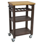 Grey-brown / White Solid Acacia Wood Rolling Kitchen Cart