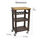 Grey-brown / White Solid Acacia Wood Rolling Kitchen Cart