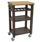 Grey-brown / White Solid Acacia Wood Rolling Kitchen Cart