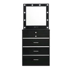 White / Black Makeup Vanity Chest with LED Mirror – 1-Person, 5 Drawers