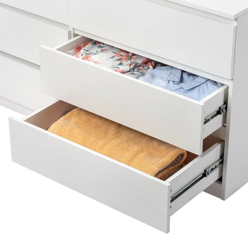 Black/White 6-Drawer Wood Dresser for Bedroom