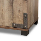 Brown Rustic 4-Door Shoe Cabinet, Holds up to 18 Pairs