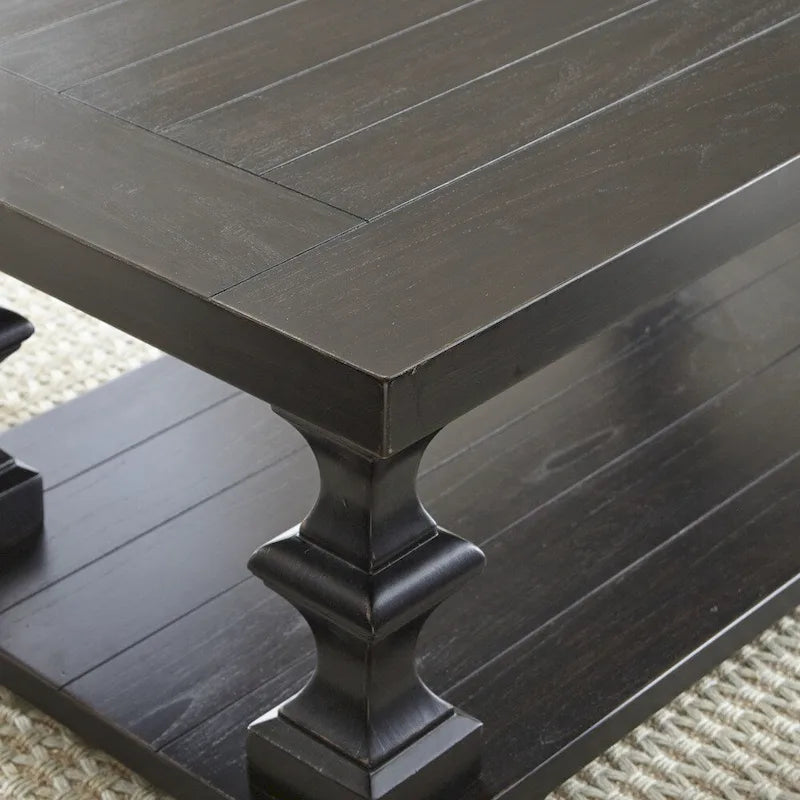 Ebony Bi-Level Coffee Table with Lower Shelf