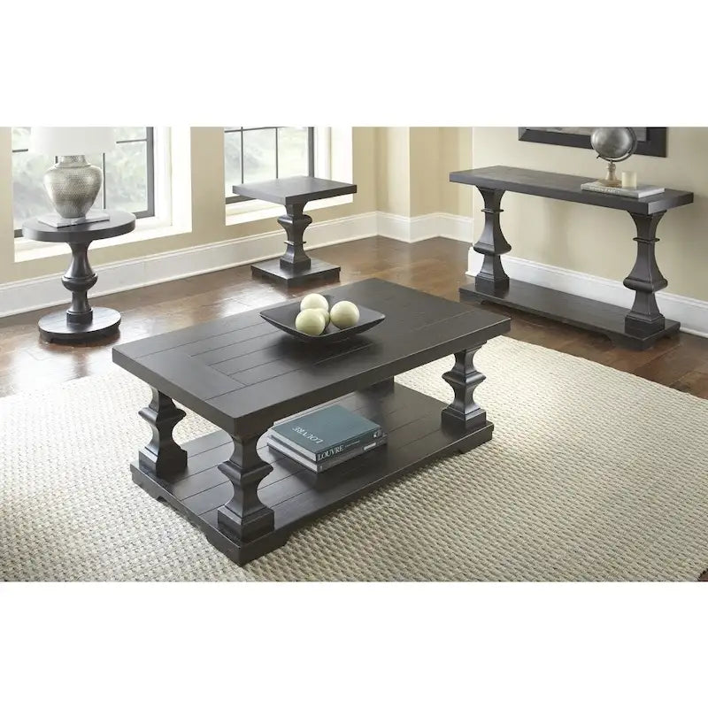 Ebony Bi-Level Coffee Table with Lower Shelf