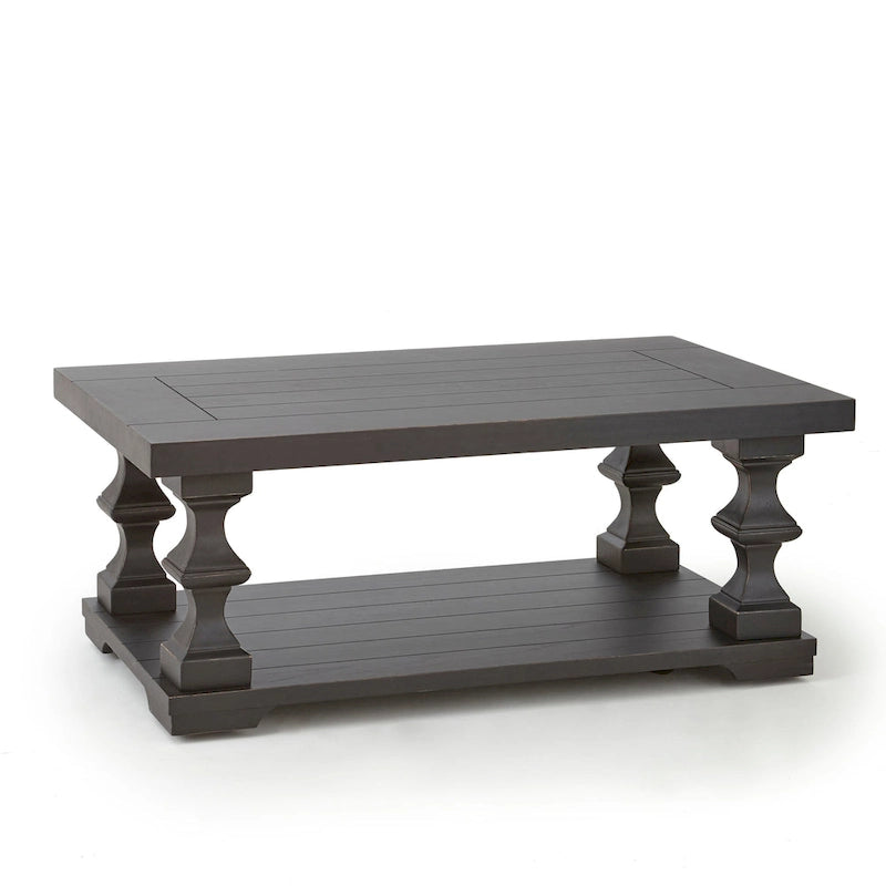 Ebony Bi-Level Coffee Table with Lower Shelf