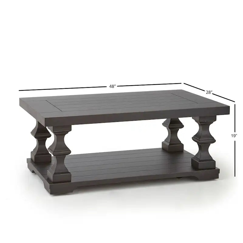 Ebony Bi-Level Coffee Table with Lower Shelf