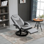 Grey PU Swivel Recliner Chair with Footrest & Headrest, for 1 Person