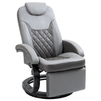 Grey PU Swivel Recliner Chair with Footrest & Headrest, for 1 Person